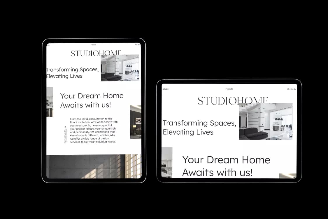 STUDIOHOME Architecture website mockup